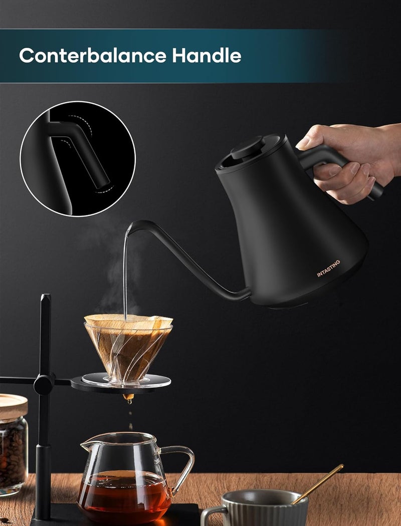 intasting Electric Kettles, Gooseneck Electric Kettle, ±1℉ Temperature Control, Stainless Steel Inner, Quick Heating, for Pour Over Coffee, Brew Tea, Boil Hot Water, 0.9L Artisan - Image 5